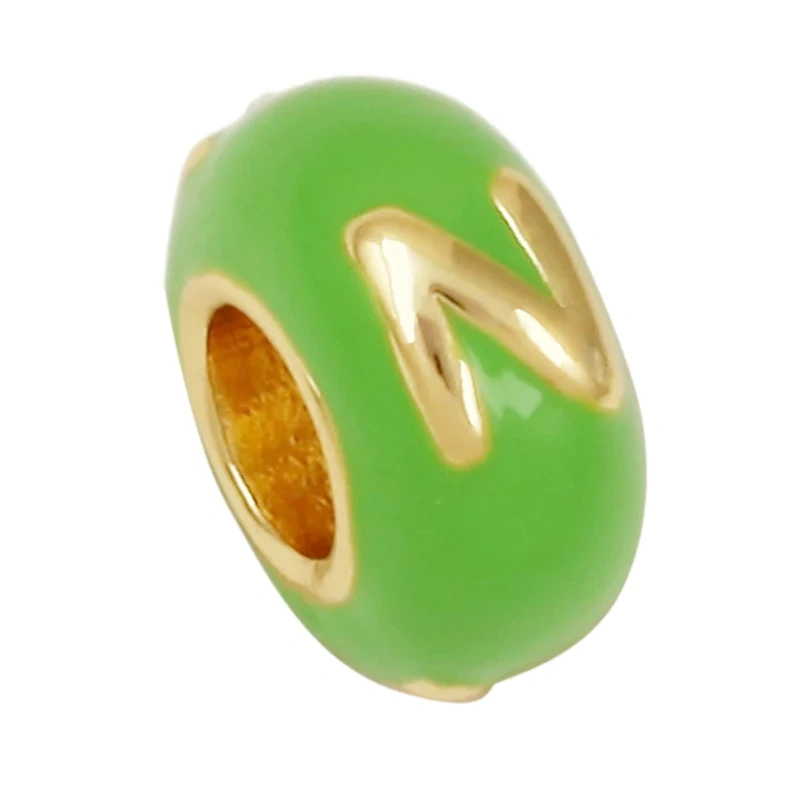Trendy Large Hole Copper Letter Spacer Beads,Color Enamel Oil Drip Charms Bracelet Necklace Craft Making Jewelry Accessories R99