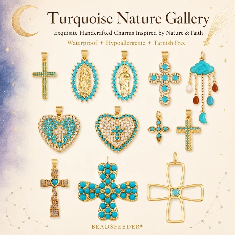 Religious style Trendy Star Moon Cross Pendant Cubic Zirconia Charms,DIY Necklace Bracelet Jewelry Making Accessories Supply T17