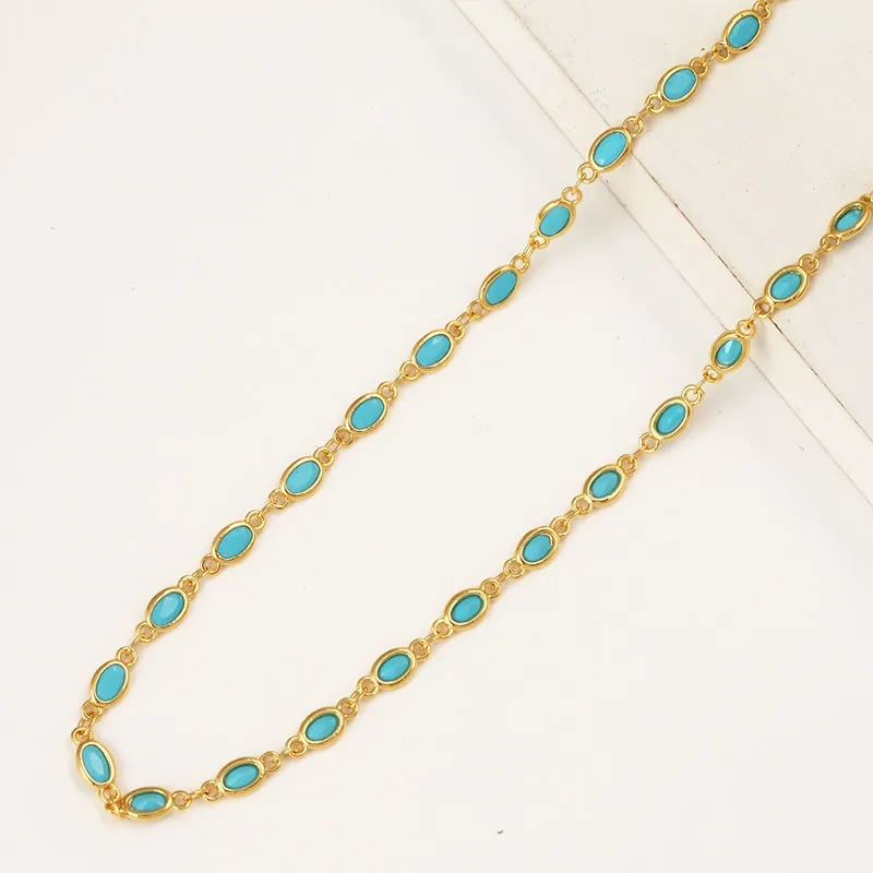 Square Oval Teardrop Zircon Unfinished Cuttable Chain,DIY Beading Accessories for Necklace Bracelet Jewelry Making Supplies R80