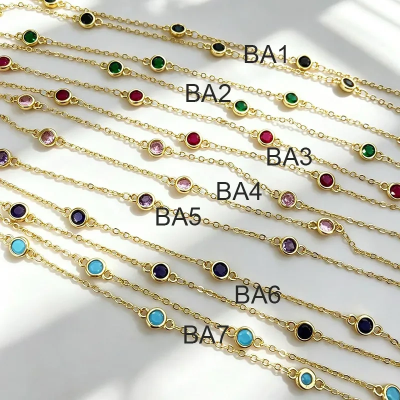 Trendy Colourful Round Zircon Beaded Chain,DIY Jewelry Making Accessories Necklace Bracelet Handmade Jewelry Supplies R02 M75