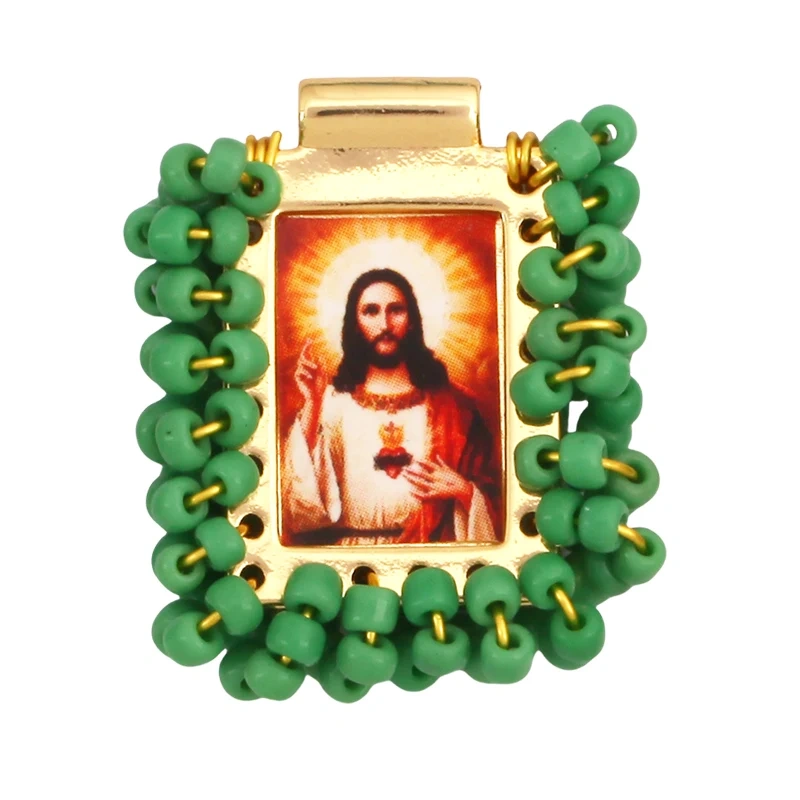 Bohemian Style Colourful Seed Glass Beads Charm Pendant,Fashion Religious Jesus Virgin Mary Jewelry Necklace Bracelet Supply K99