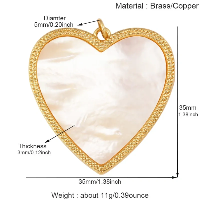Luxury Heart Teardrop Geometric Large Charm Pendants,Natural Mother Pearl Jewelry Findings Necklace Bracelet Making Supply M23