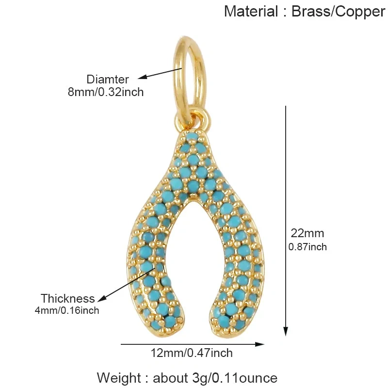2pcs/lot Trendy Turquoise Zircon Charm Moon Star Heart Key Evil Eye Pendant,Accessories For Necklace Making Jewelry Findings T17