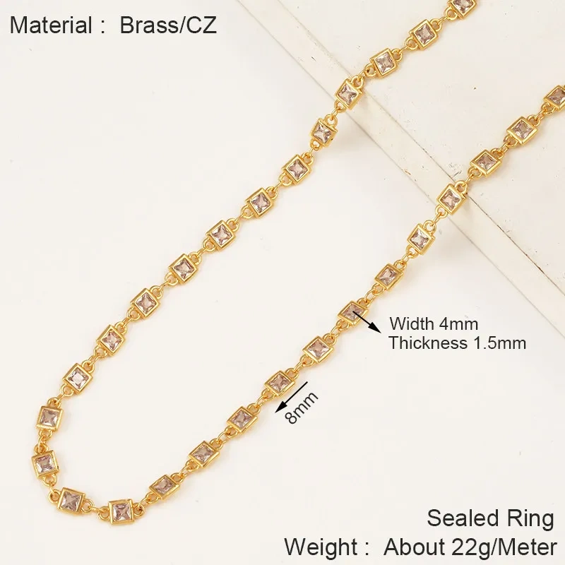 Trendy DIY Jewelry Accessories Square Rhombus Marquise Zircon Chain,Unfinished Brass Cut Chain for Necklace Bracelet Makin J40