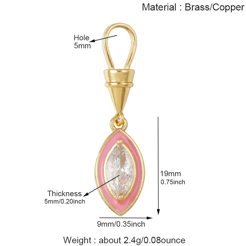 Trendy Rainbow Enamel Heart Marquise Teardrop Round CZ Pendant Charms,Necklace Bracelet Earring Jewelry Making Supplies J06 M13