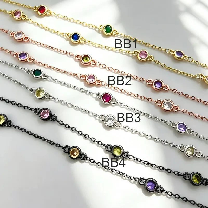 Trendy Colourful Round Zircon Beaded Chain,DIY Jewelry Making Accessories Necklace Bracelet Handmade Jewelry Supplies R02 M75