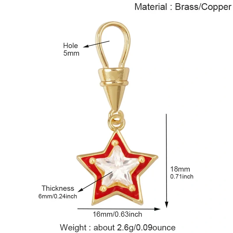 Trendy Rainbow Enamel Star Oval Rectangle Colorful Zircon Pendant Charms,DIY Necklace Bracelet Earring Jewelry Making Supply M13