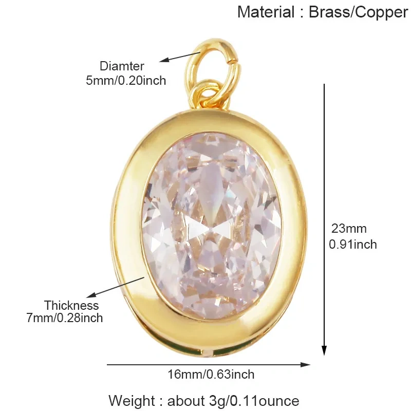Colorful Zircon Charms Water Drop Oval Square Heart Shape Pendants,DIY Jewelry Making For Choker Necklace Clavicle Chain L91