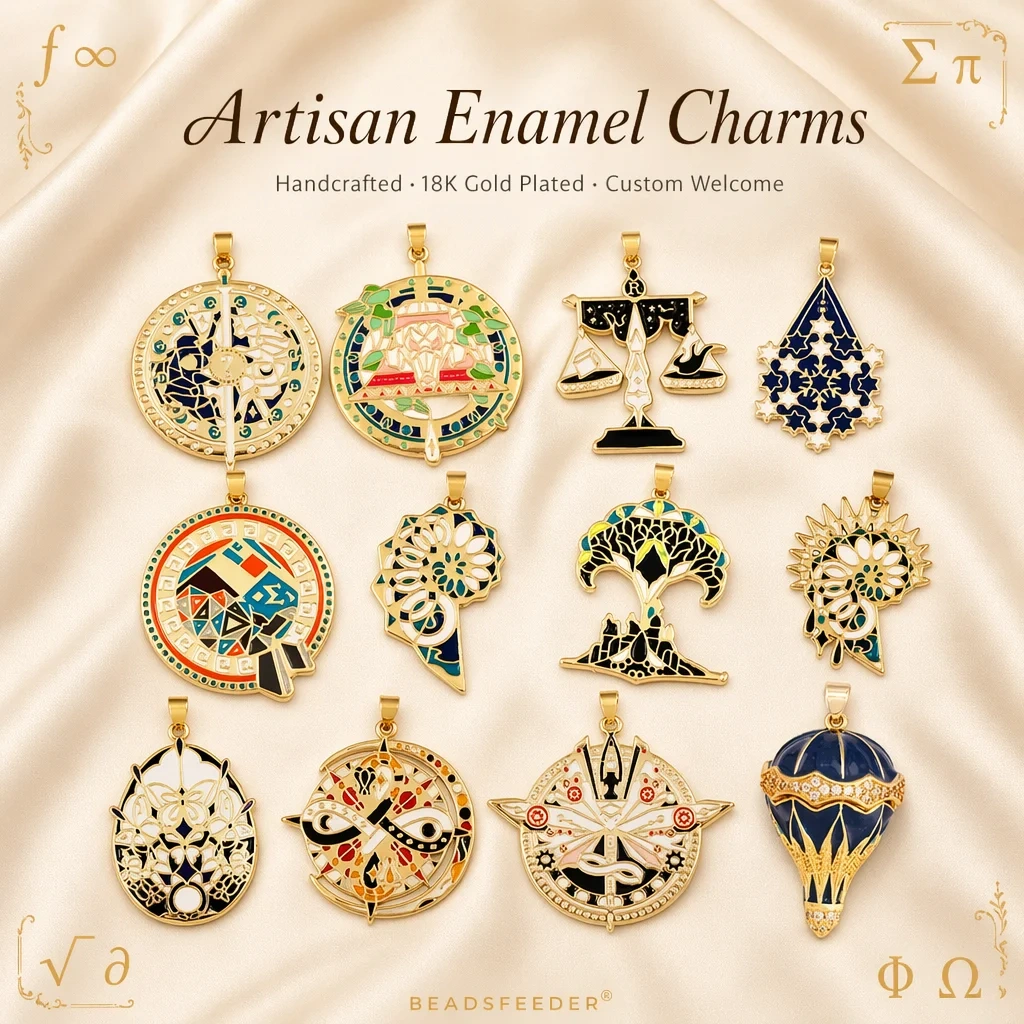 Light Luxury Bohemian Enamel Charms Real 18K Gold Plated,DIY Jewelry Findings for Bracelet Necklace Making Pendant Supply J33