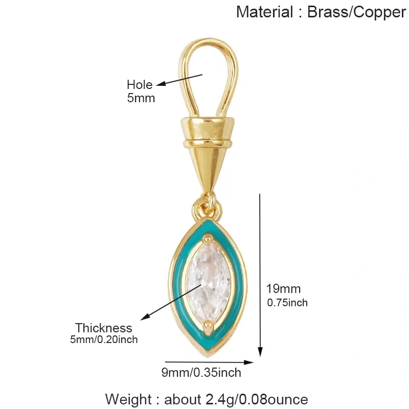 Trendy Rainbow Enamel Heart Marquise Teardrop Round CZ Pendant Charms,Necklace Bracelet Earring Jewelry Making Supplies J06 M13
