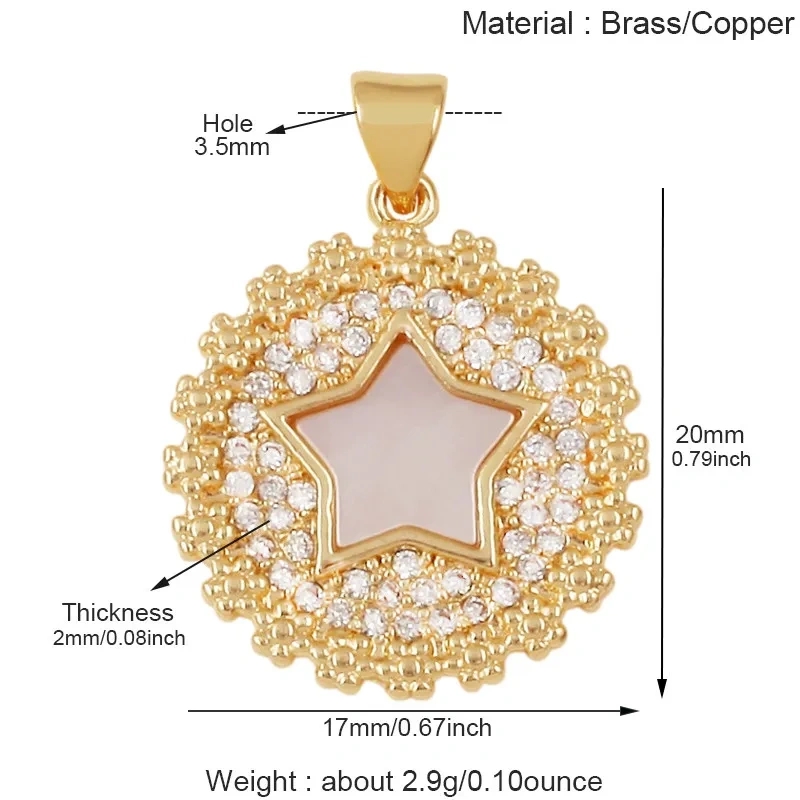 Sparkle Celestial Sun Moon Star Lightning Shell Pendants,Zircon Charms for DIY Jewelry Making Necklace Bracelet Accessories J02