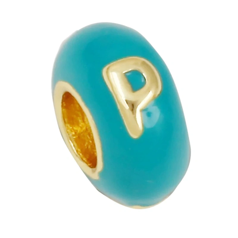 Trendy Large Hole Copper Letter Spacer Beads,Color Enamel Oil Drip Charms Bracelet Necklace Craft Making Jewelry Accessories R99
