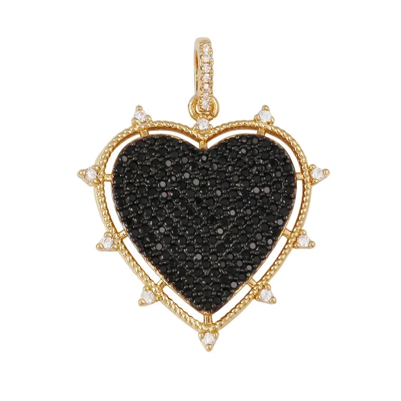Fashion Love Heart Full Zircon Focal Charm Pendant,Real 18K Gold Plated Necklace Bracelet Jewelry Accessories Supplies M09 M07