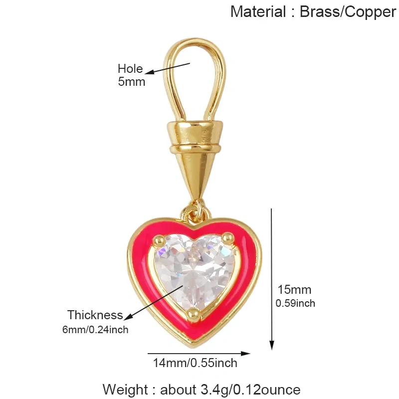 Trendy Rainbow Enamel Heart Marquise Teardrop Round CZ Pendant Charms,Necklace Bracelet Earring Jewelry Making Supplies J06 M13