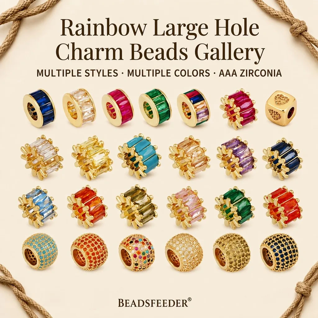 2pcs/Lot Baguette Cut Cage Style Pave Set Round Beads,Styling Spacer Beads For Paracord Bracelet Jewelry Making Accessories J32