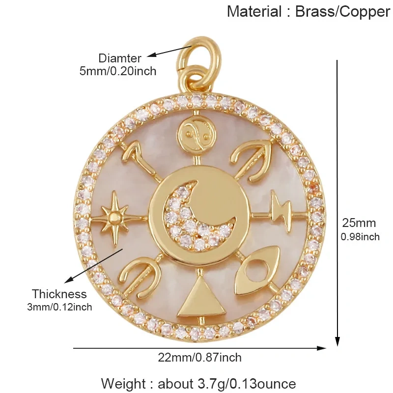Sparkle Celestial Sun Moon Star Lightning Shell Pendants,Zircon Charms for DIY Jewelry Making Necklace Bracelet Accessories J02