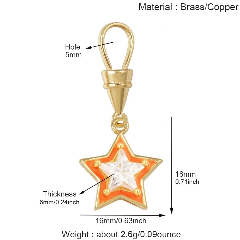 Trendy Rainbow Enamel Star Oval Rectangle Colorful Zircon Pendant Charms,DIY Necklace Bracelet Earring Jewelry Making Supply M13