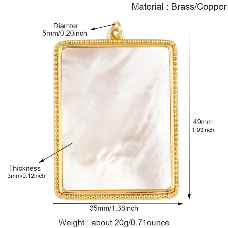 Luxury Heart Teardrop Geometric Large Charm Pendants,Natural Mother Pearl Jewelry Findings Necklace Bracelet Making Supply M23