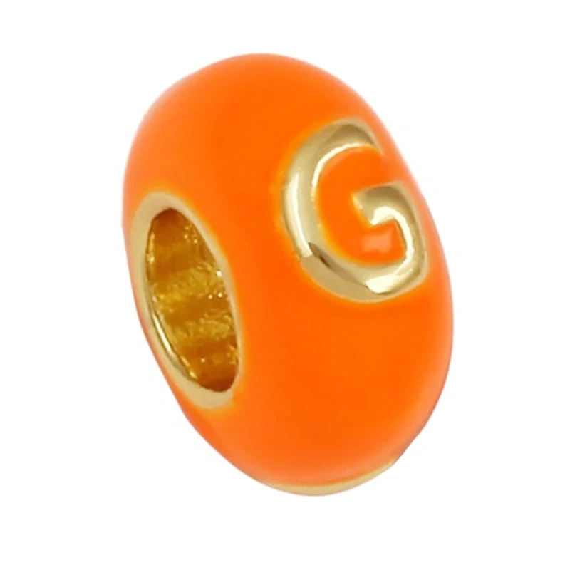 Trendy Large Hole Copper Letter Spacer Beads,Color Enamel Oil Drip Charms Bracelet Necklace Craft Making Jewelry Accessories R99