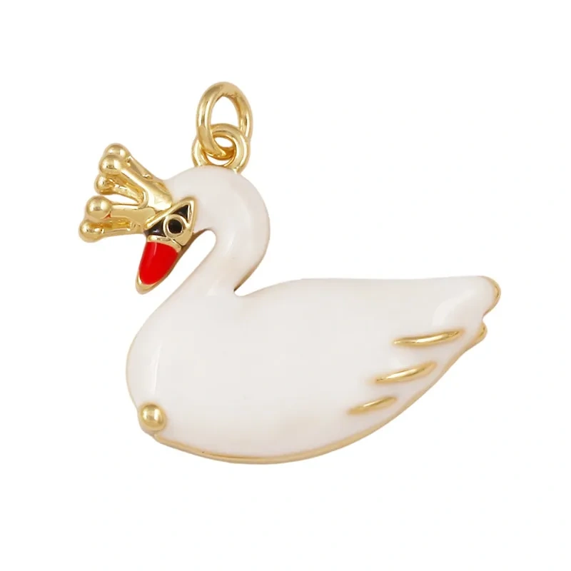 Cute Animal Colorful Swan Butterfly Dragonfly Flamingo Hen Ladybug Bee Enamel Charm Pendant,Necklace Bracelet Jewelry Supply K01