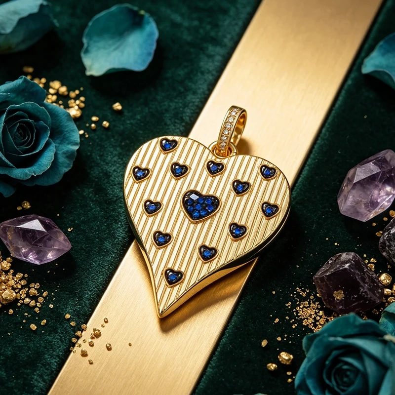 Fashion Love Heart Full Zircon Focal Charm Pendant,Real 18K Gold Plated Necklace Bracelet Jewelry Accessories Supplies M09 M07