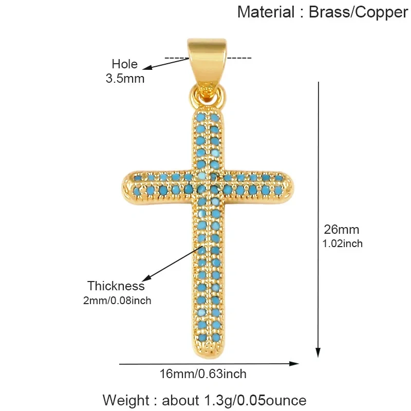 Religious style Trendy Star Moon Cross Pendant Cubic Zirconia Charms,DIY Necklace Bracelet Jewelry Making Accessories Supply T17
