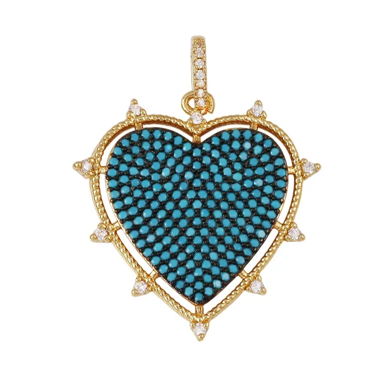 Fashion Love Heart Full Zircon Focal Charm Pendant,Real 18K Gold Plated Necklace Bracelet Jewelry Accessories Supplies M09 M07