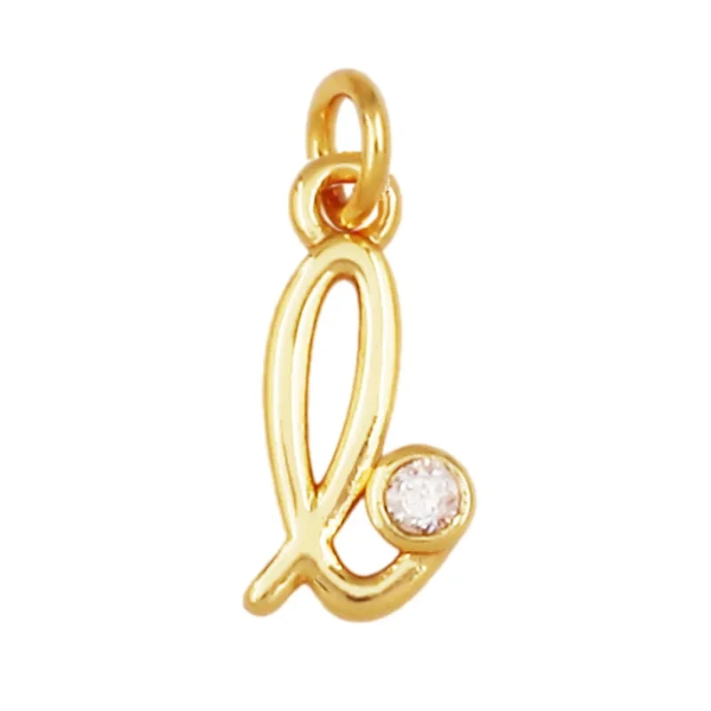 Cute Mini Alphabet Charm Initial Name Letter Pendant,Simple Zircon Necklace Bracelet DIY Jewelry Making Accessories R47