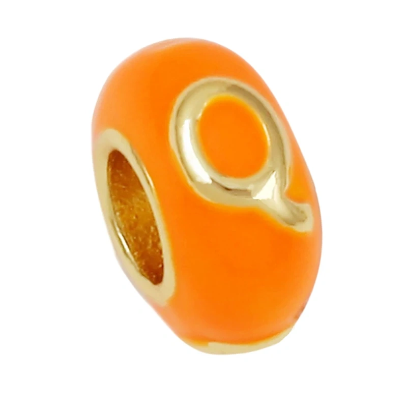 Trendy Large Hole Copper Letter Spacer Beads,Color Enamel Oil Drip Charms Bracelet Necklace Craft Making Jewelry Accessories R99