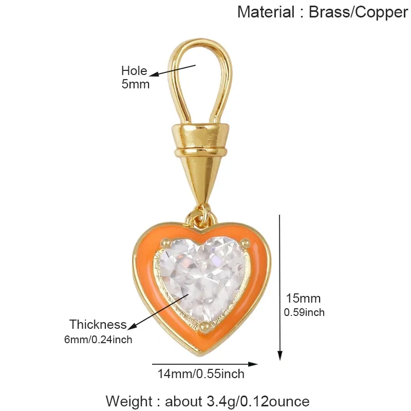 Trendy Rainbow Enamel Heart Marquise Teardrop Round CZ Pendant Charms,Necklace Bracelet Earring Jewelry Making Supplies J06 M13