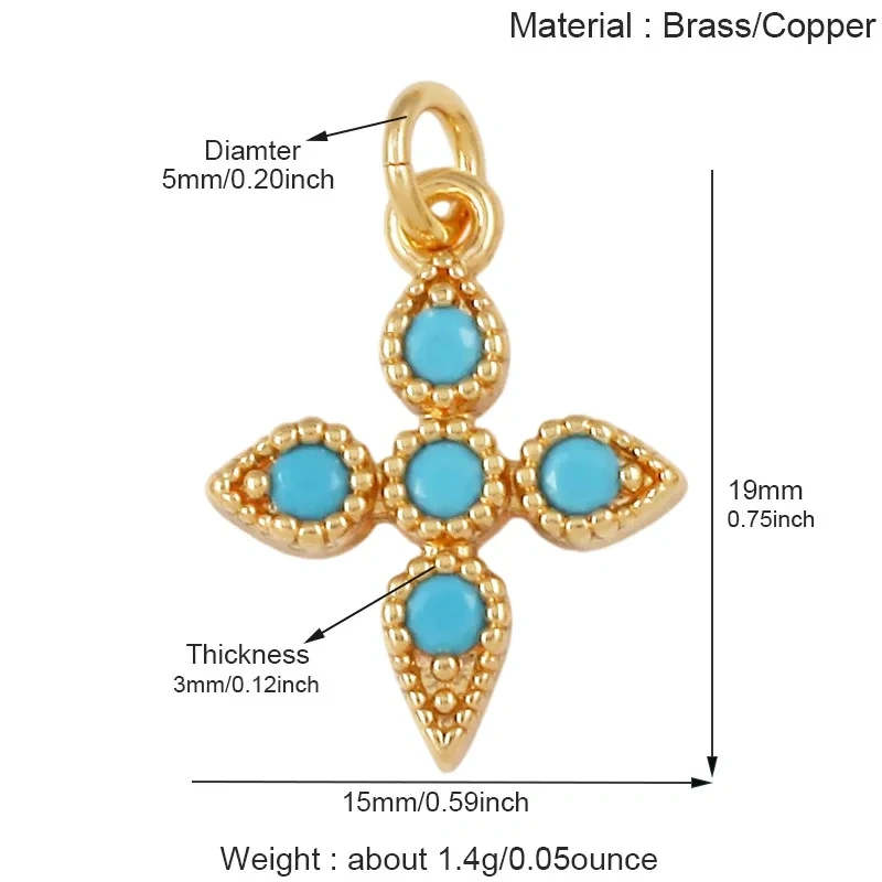 Religious style Trendy Star Moon Cross Pendant Cubic Zirconia Charms,DIY Necklace Bracelet Jewelry Making Accessories Supply T17