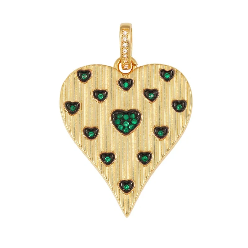Fashion Love Heart Full Zircon Focal Charm Pendant,Real 18K Gold Plated Necklace Bracelet Jewelry Accessories Supplies M09 M07
