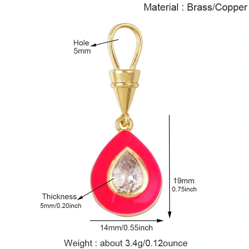 Colorful Enamel Charms Heart Water Drop Geometric Small Pendants Minimalist DIY Necklace Bracelet Jewelry Making Accessories J06