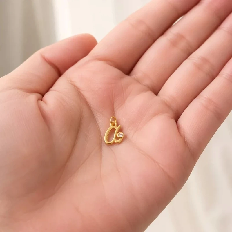 4pcs/Lot Cute Mini Alphabet Charm Initial Name Letter Pendant,Simple Zircon Necklace Bracelet DIY Jewelry Making Accessories R47