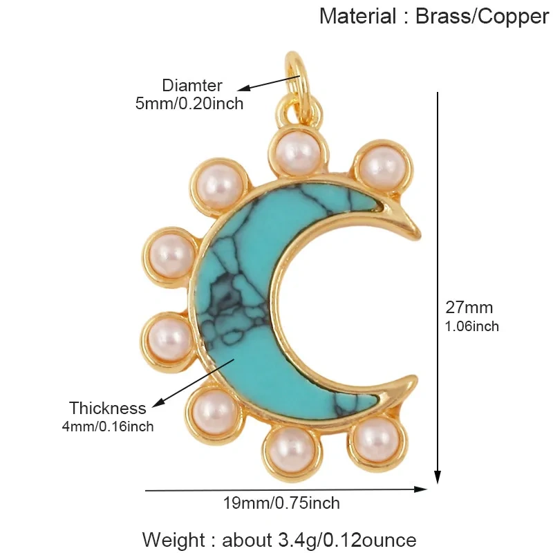 Trendy Moon Star Clover Tarot Evil Eye Charm Pendants,DIY Jewelry Findings Making Turquoise Zircon Bracelet Necklace Supply T17