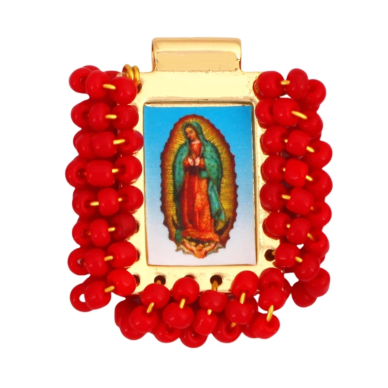 Bohemian Style Colourful Seed Glass Beads Charm Pendant,Fashion Religious Jesus Virgin Mary Jewelry Necklace Bracelet Supply K99