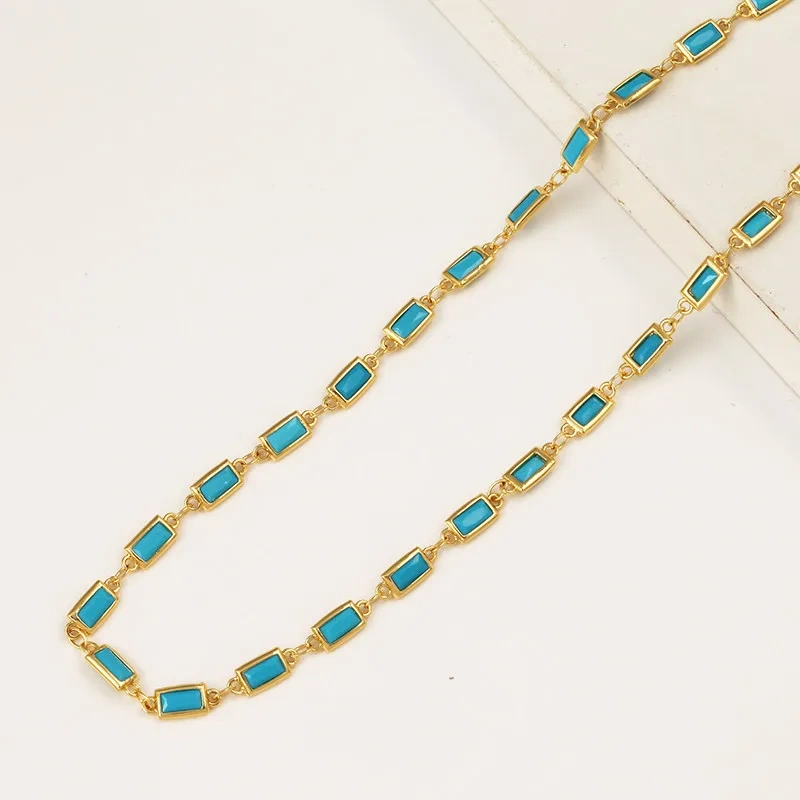 Square Oval Teardrop Zircon Unfinished Cuttable Chain,DIY Beading Accessories for Necklace Bracelet Jewelry Making Supplies R80