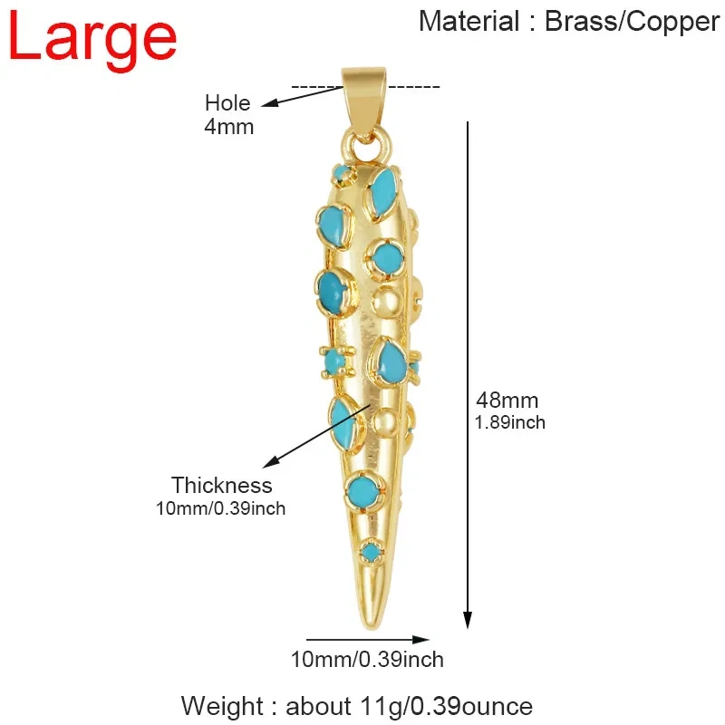 Luxury Zircon Cone Spike Teardrop Charm Pendant,DIY Necklace Bracelet Earring Jewelry Handmade Making Accessories Supplies H43
