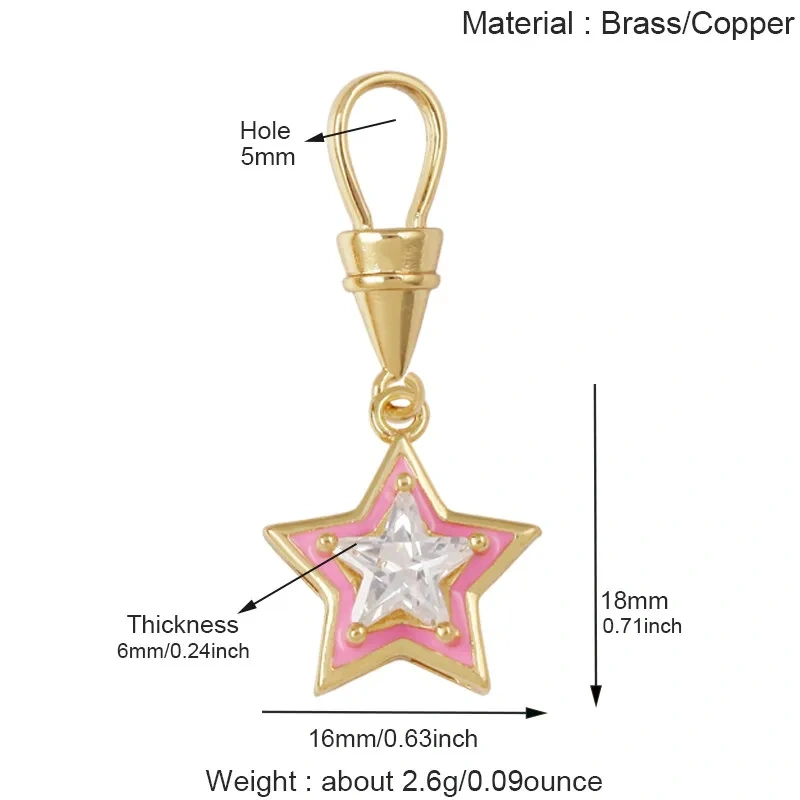 Trendy Rainbow Enamel Star Oval Rectangle Colorful Zircon Pendant Charms,DIY Necklace Bracelet Earring Jewelry Making Supply M13