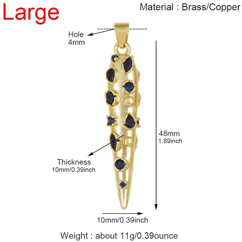Luxury Zircon Cone Spike Teardrop Charm Pendant,DIY Necklace Bracelet Earring Jewelry Handmade Making Accessories Supplies H43
