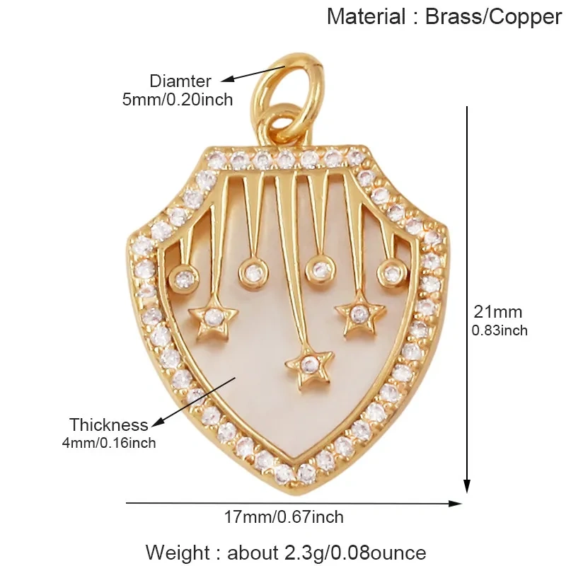Sparkle Celestial Sun Moon Star Lightning Shell Pendants,Zircon Charms for DIY Jewelry Making Necklace Bracelet Accessories J02
