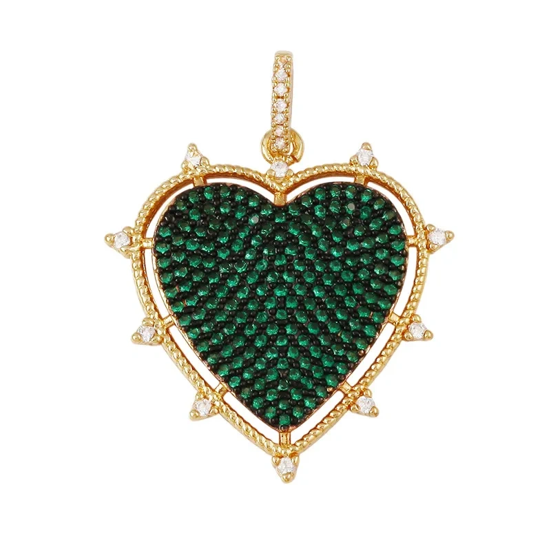 Fashion Love Heart Full Zircon Focal Charm Pendant,Real 18K Gold Plated Necklace Bracelet Jewelry Accessories Supplies M09 M07