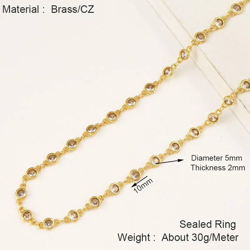 Trendy Colourful Round Zircon Beaded Chain,DIY Jewelry Making Accessories Necklace Bracelet Handmade Jewelry Supplies R02 M75