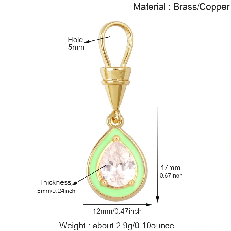 Trendy Rainbow Enamel Heart Marquise Teardrop Round CZ Pendant Charms,Necklace Bracelet Earring Jewelry Making Supplies J06 M13
