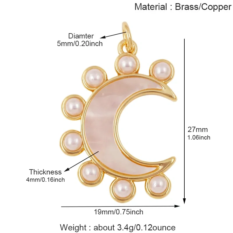 Sparkle Celestial Sun Moon Star Lightning Shell Pendants,Zircon Charms for DIY Jewelry Making Necklace Bracelet Accessories J02