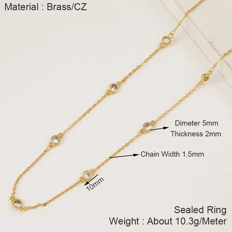 Trendy Colourful Round Zircon Beaded Chain,DIY Jewelry Making Accessories Necklace Bracelet Handmade Jewelry Supplies R02 M75