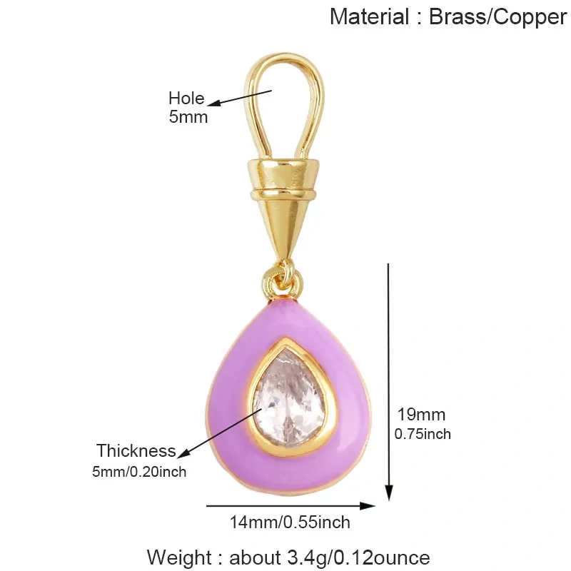 Colorful Enamel Charms Heart Water Drop Geometric Small Pendants Minimalist DIY Necklace Bracelet Jewelry Making Accessories J06
