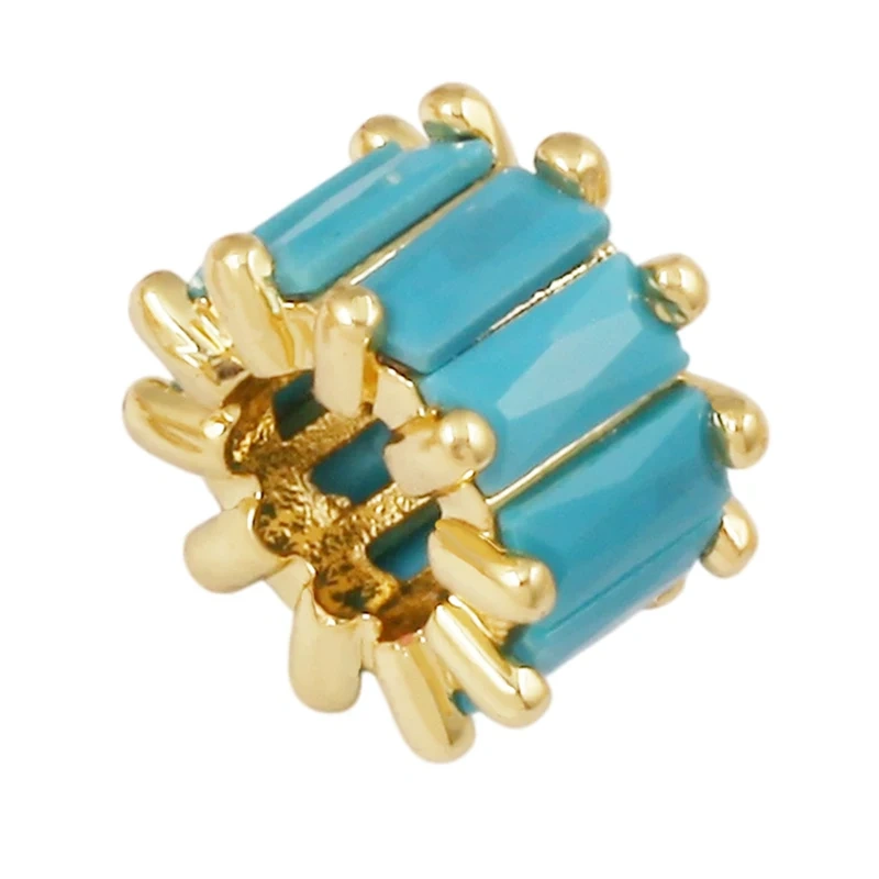 Baguette Cut Cage Style Pave Set Round Beads,Styling Spacer Beads For Paracord Bracelet Jewelry Making Accessories J32