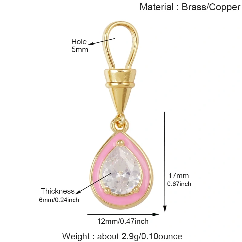 Trendy Rainbow Enamel Heart Marquise Teardrop Round CZ Pendant Charms,Necklace Bracelet Earring Jewelry Making Supplies J06 M13