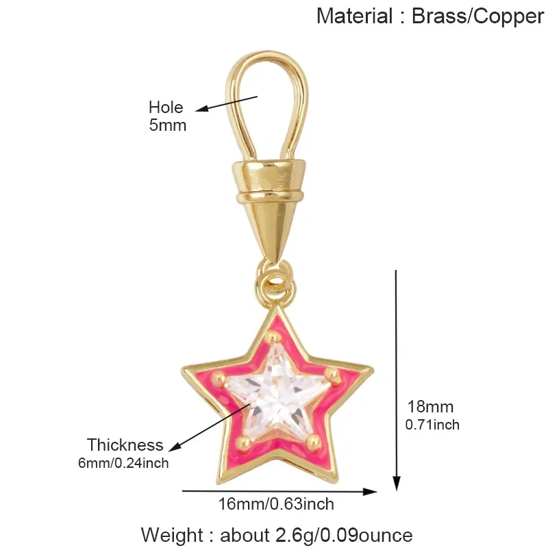 Trendy Rainbow Enamel Star Oval Rectangle Colorful Zircon Pendant Charms,DIY Necklace Bracelet Earring Jewelry Making Supply M13